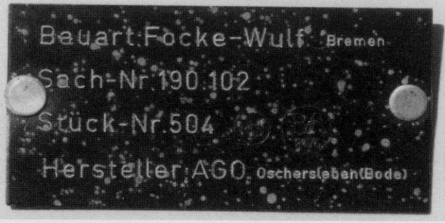 2 Fw 190 marked label